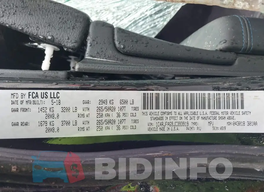 1C4RJFAG9JC393919 Photo# 9