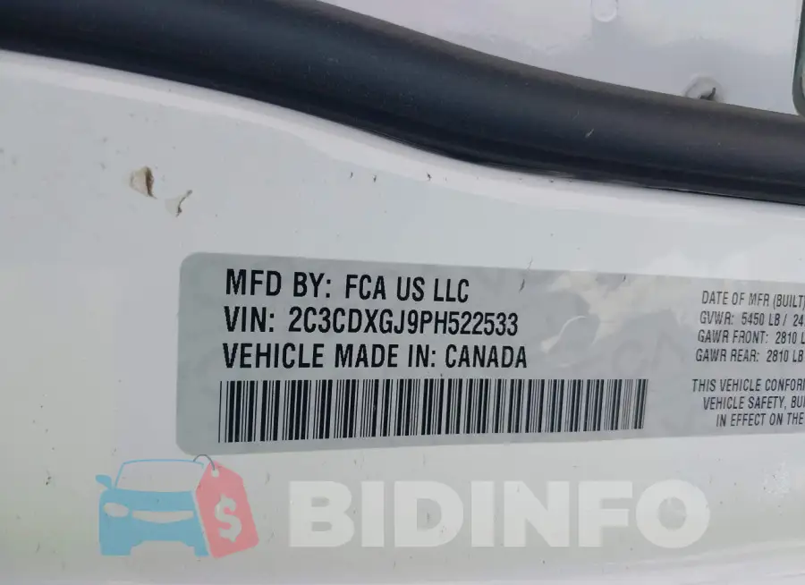 2C3CDXGJ9PH522533 Photo# 9
