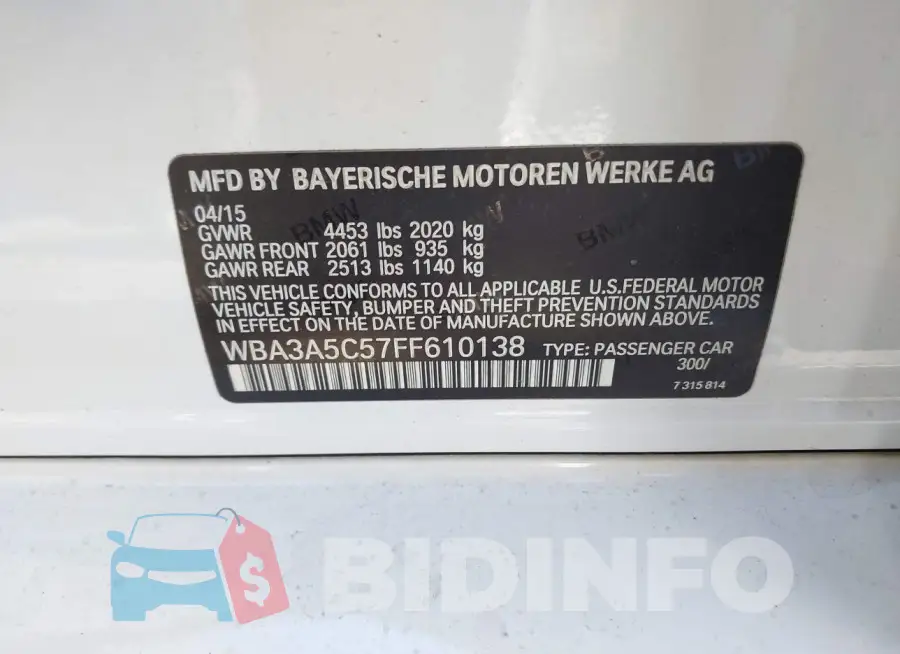 WBA3A5C57FF610138 Photo# 9