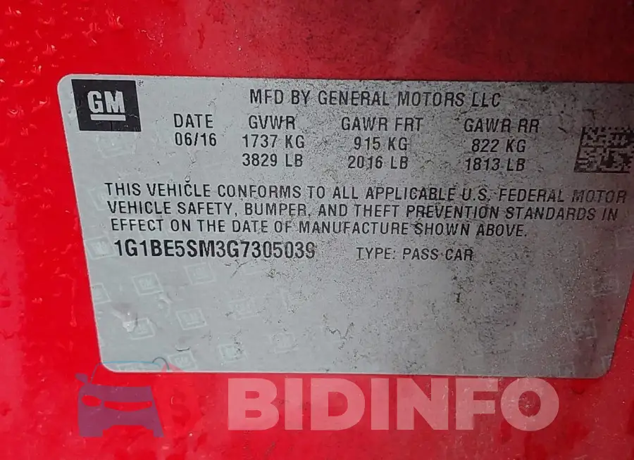 1G1BE5SM3G7305039 Photo# 9