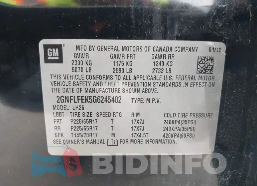 2GNFLFEK5G6245402 Photo# 9