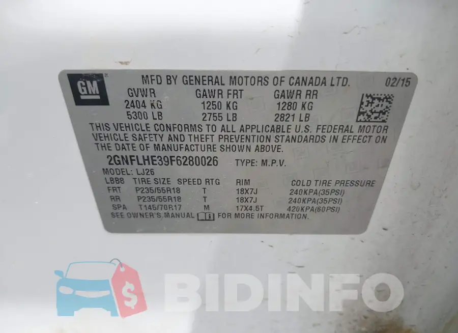 2GNFLHE39F6280026 Photo# 9