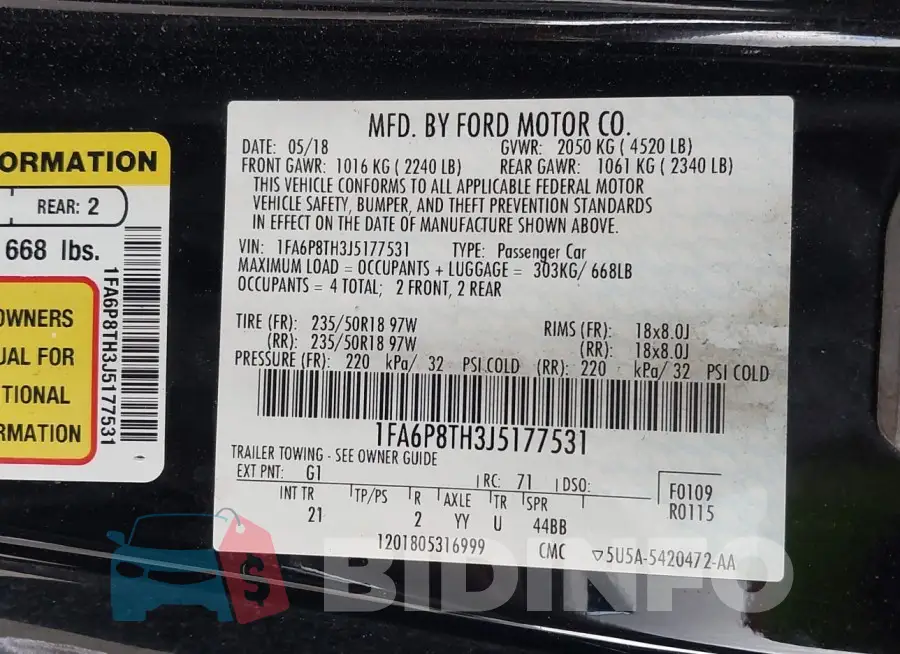 1FA6P8TH3J5177531 Photo# 9
