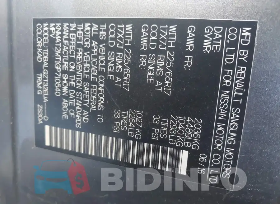 KNMAT2MT1GP710540 Photo# 9