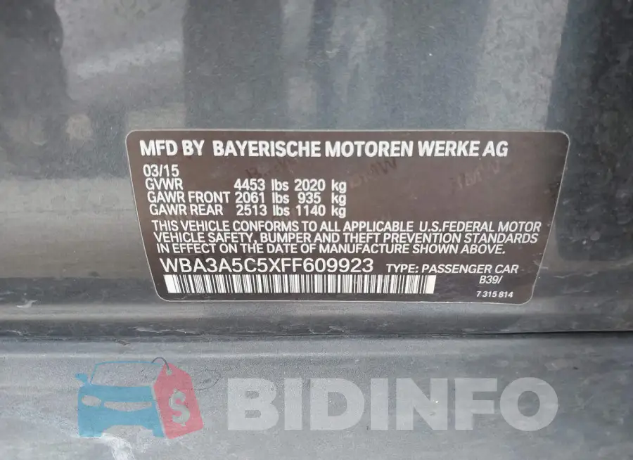 WBA3A5C5XFF609923 Photo# 9