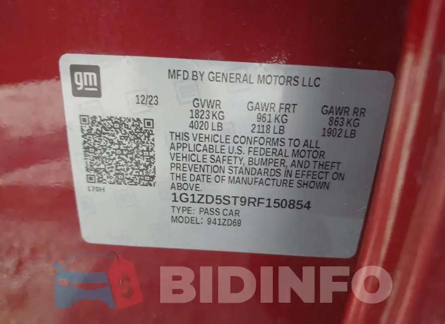 1G1ZD5ST9RF150854 Photo# 9