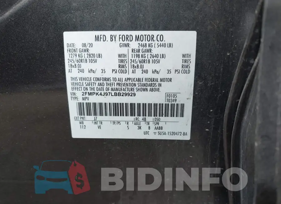 2FMPK4J97LBB29929 Photo# 9