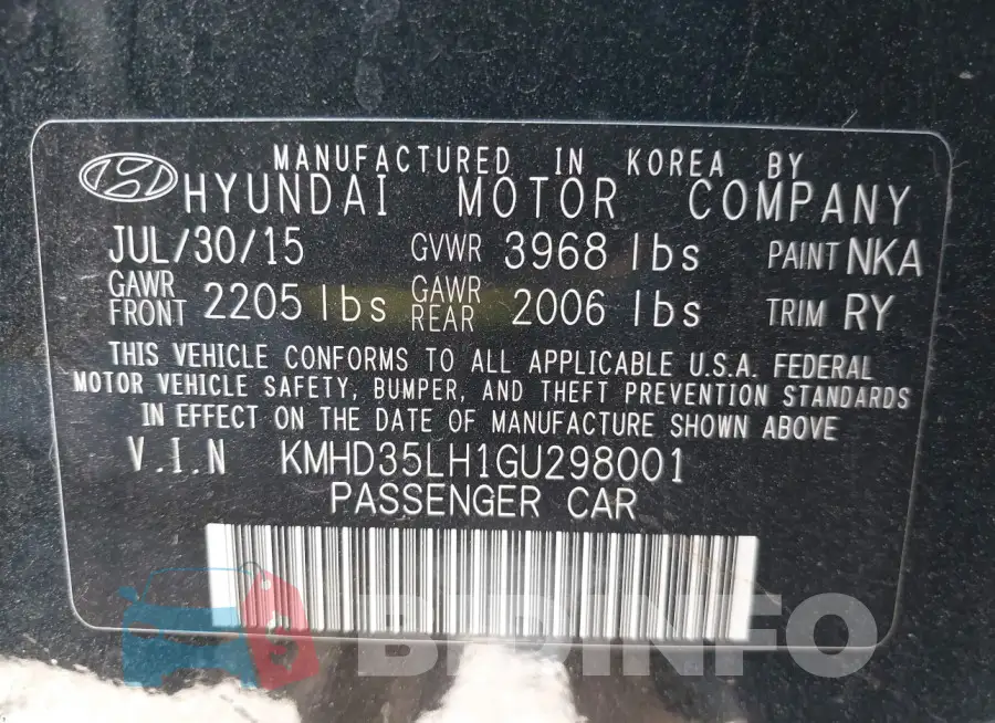 KMHD35LH1GU298001 Photo# 9