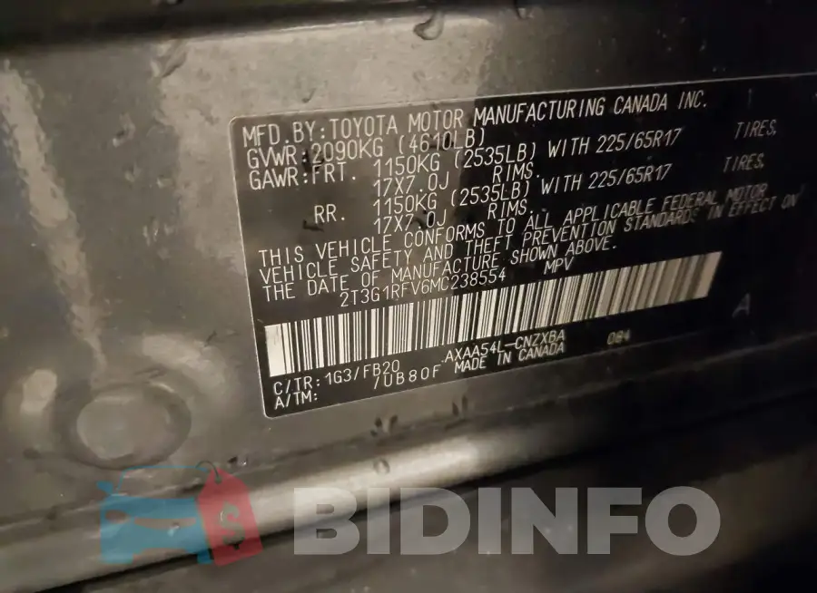 2T3G1RFV6MC238554 Photo# 9