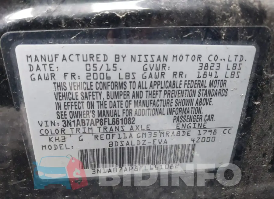 3N1AB7AP8FL661082 Photo# 9