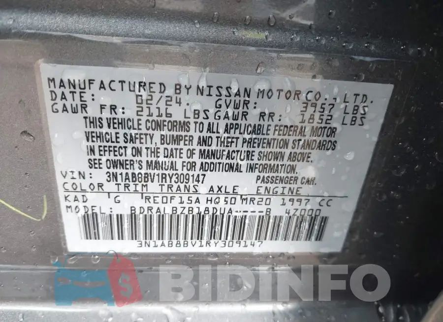 3N1AB8BV1RY309147 Photo# 9