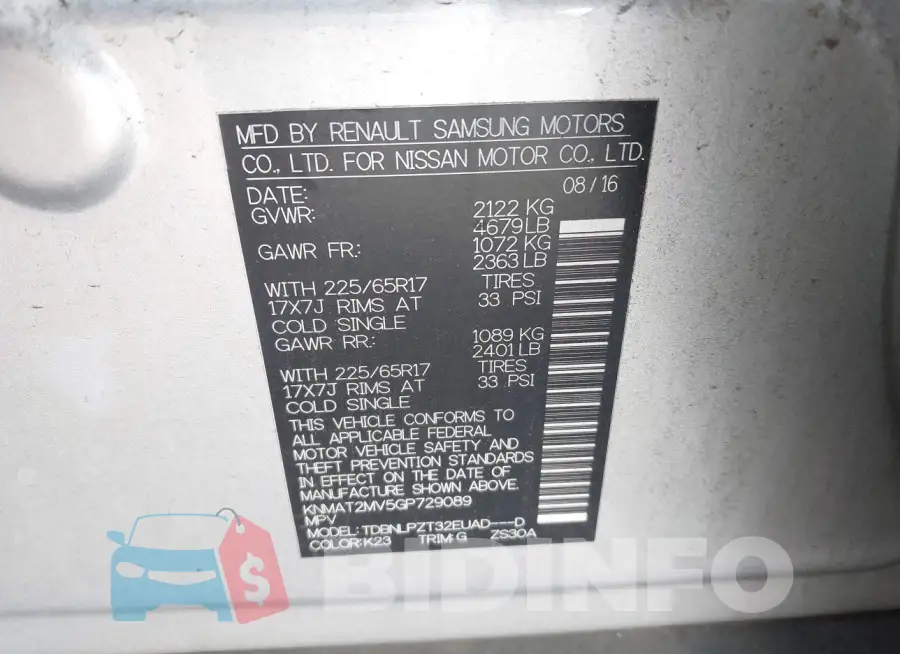 KNMAT2MV5GP729089 Photo# 9