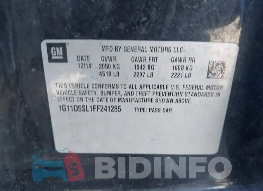 1G11D5SL1FF241285 Photo# 9