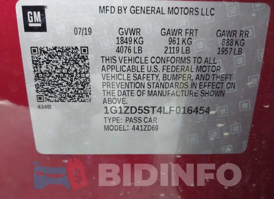1G1ZD5ST4LF016454 Photo# 9
