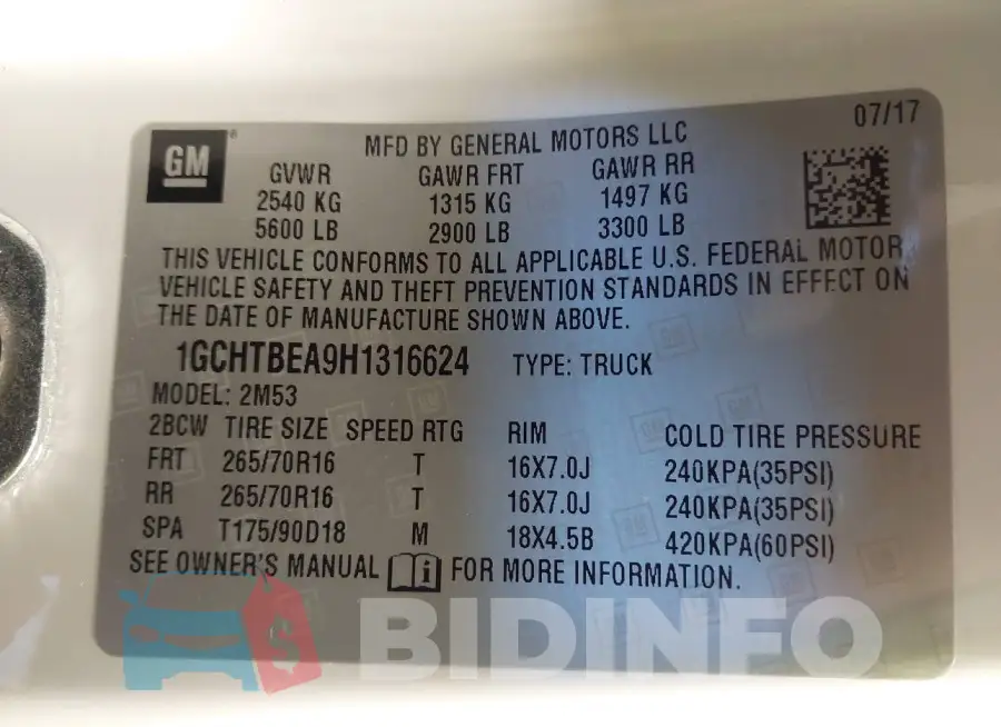 1GCHTBEA9H1316624 Photo# 9