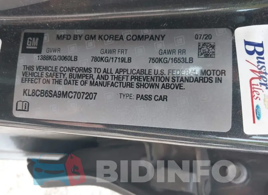 KL8CB6SA9MC707207 Photo# 9