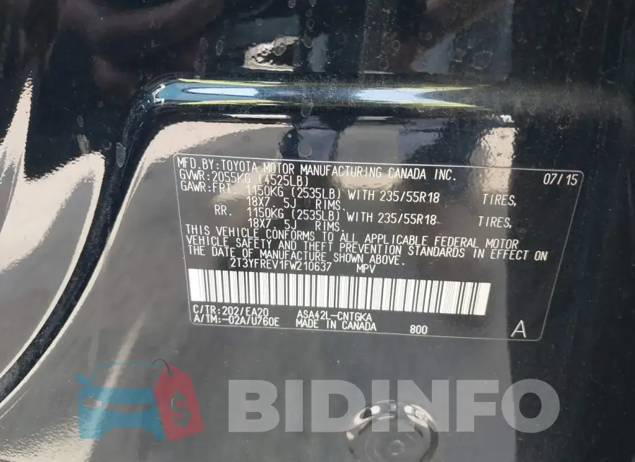 2T3YFREV1FW210637 Photo# 9
