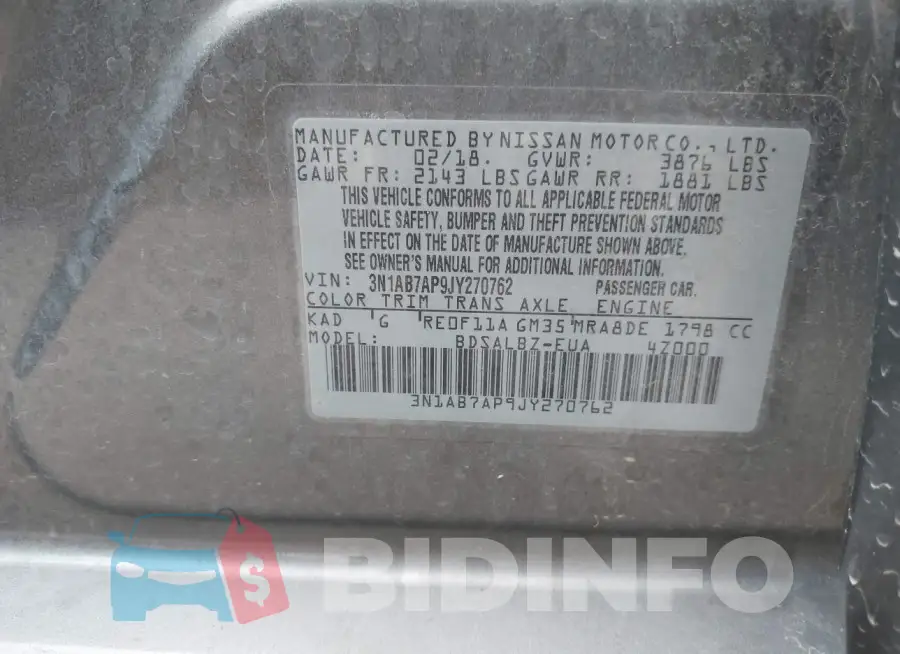 3N1AB7AP9JY270762 Photo# 9