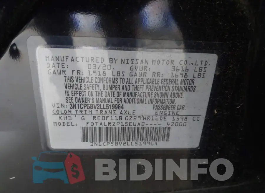 3N1CP5BV2LL519964 Photo# 9