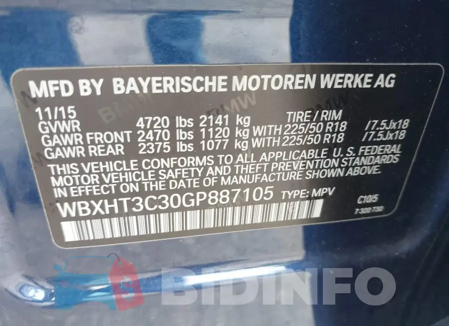 WBXHT3C30GP887105 Photo# 9