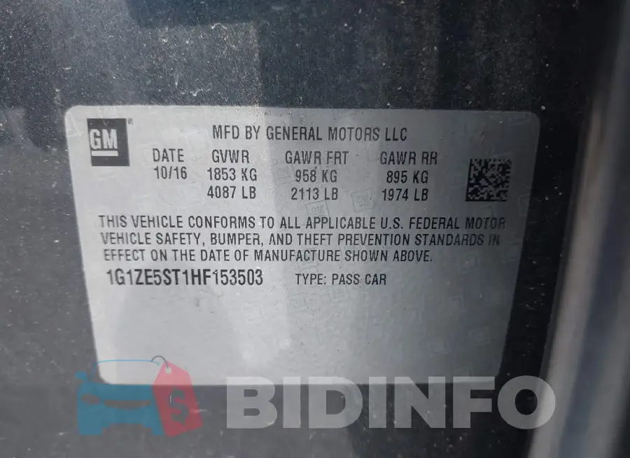1G1ZE5ST1HF153503 Photo# 9