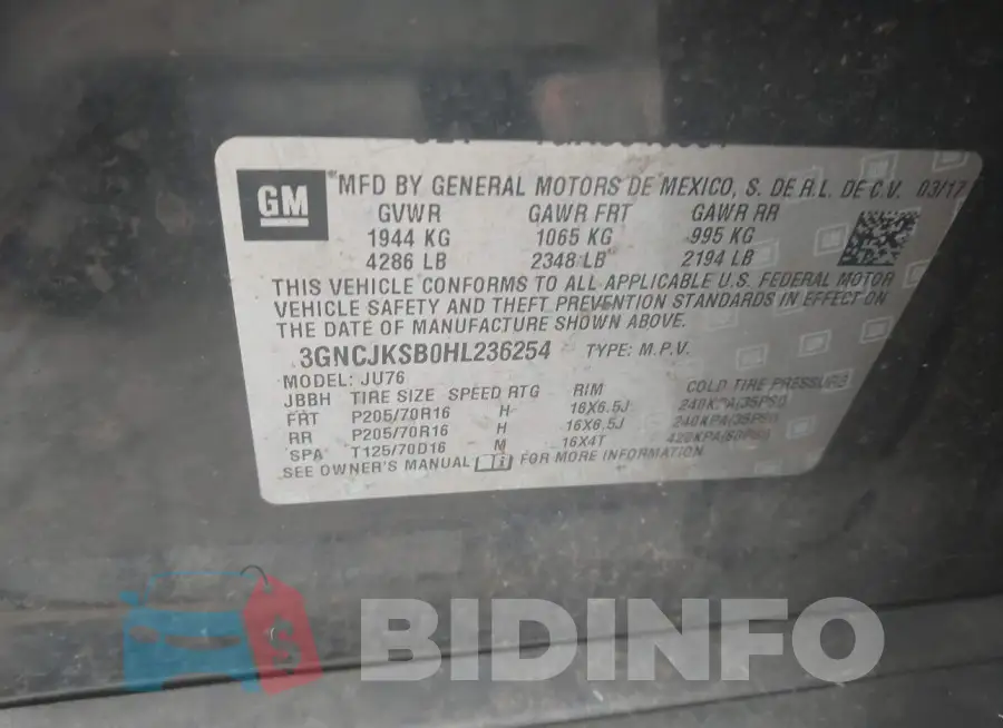 3GNCJKSB0HL236254 Photo# 9