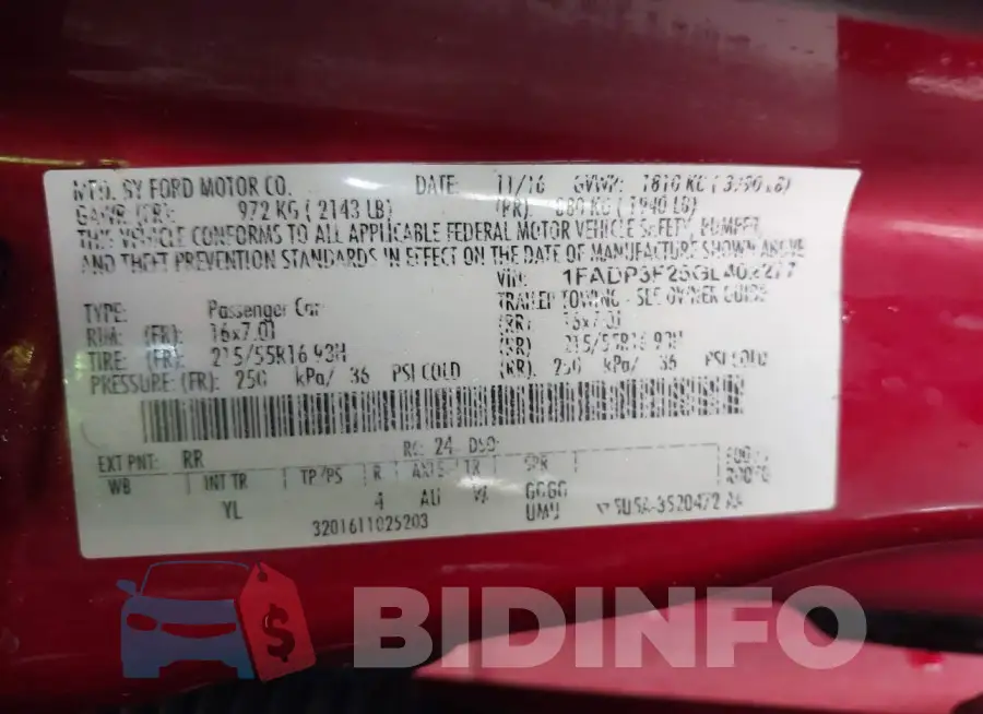 1FADP3F25GL402277 Photo# 9
