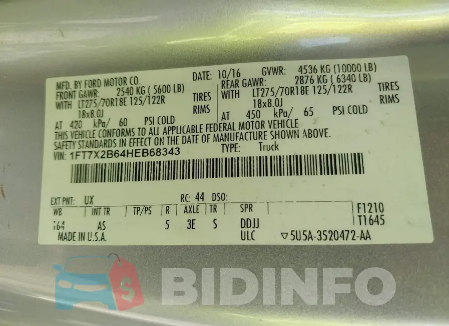 1FT7X2B64HEB68343 Photo# 9