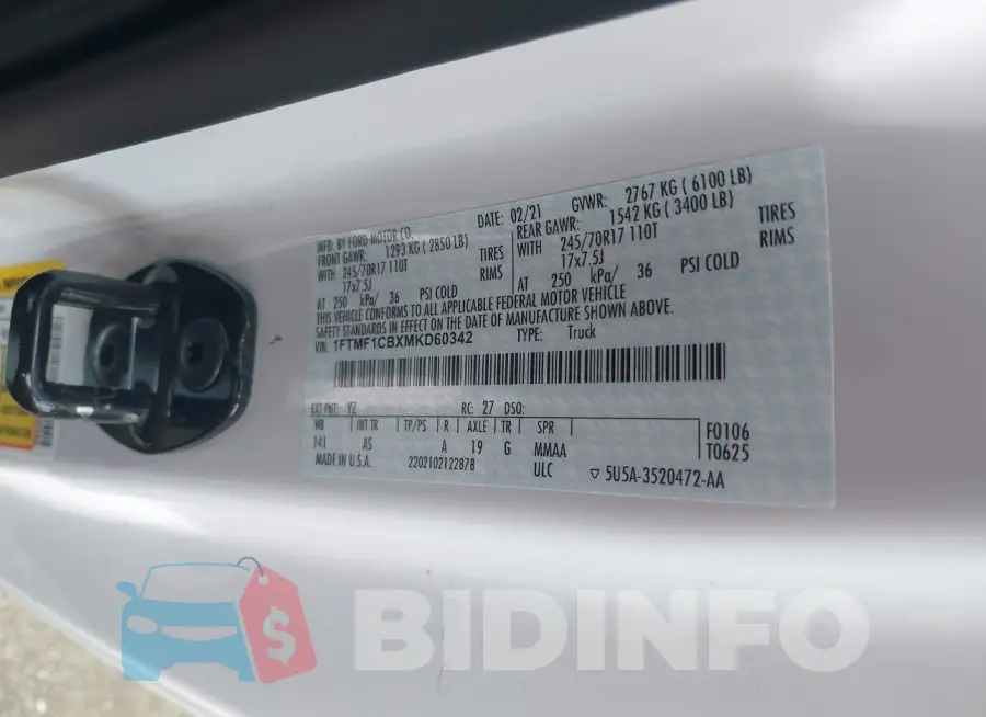1FTMF1CBXMKD60342 Photo# 9