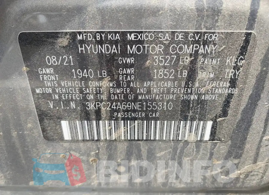 3KPC24A69NE155310 Photo# 9
