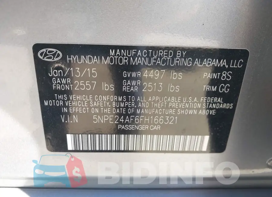 5NPE24AF6FH166321 Photo# 9