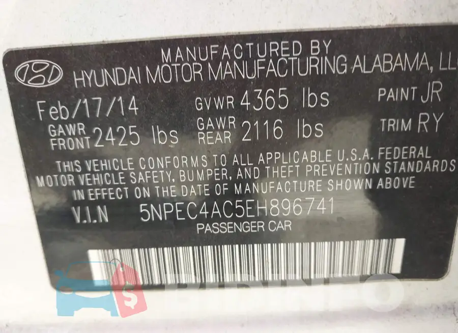 5NPEC4AC5EH896741 Photo# 9