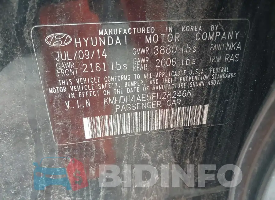 KMHDH4AE5FU282466 Photo# 9