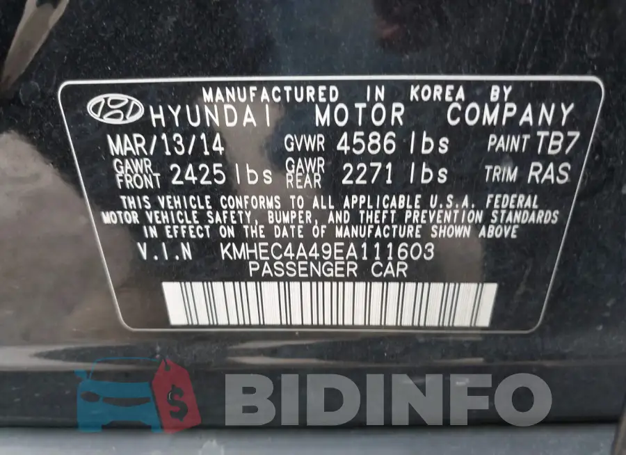 KMHEC4A49EA111603 Photo# 9