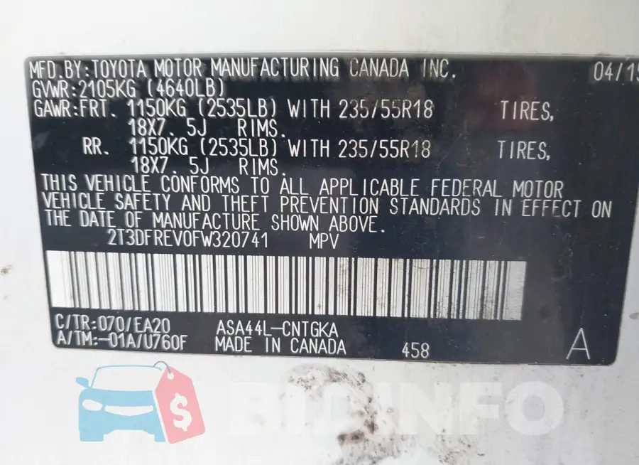 2T3DFREV0FW320741 Photo# 9