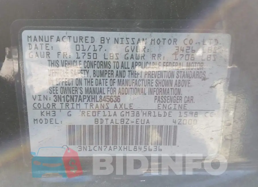 3N1CN7APXHL845636 Photo# 9