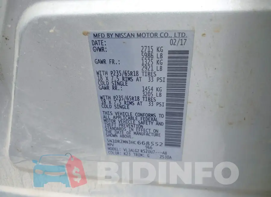 5N1DR2MN3HC668552 Photo# 9