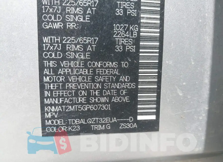 KNMAT2MT5GP607301 Photo# 9