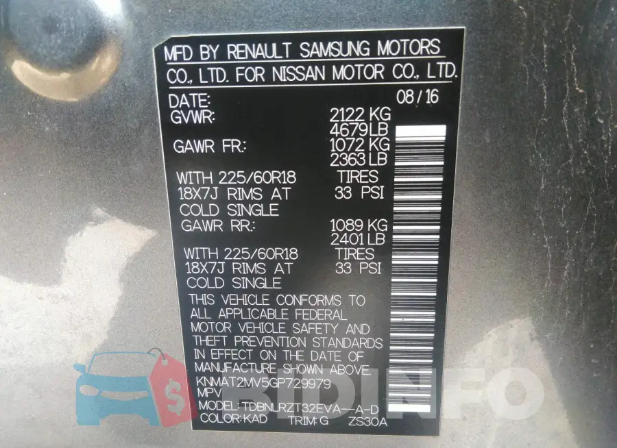 KNMAT2MV5GP729979 Photo# 9