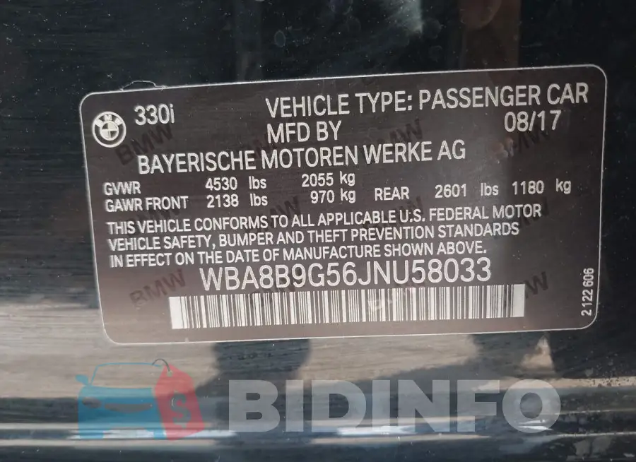 WBA8B9G56JNU58033 Photo# 9