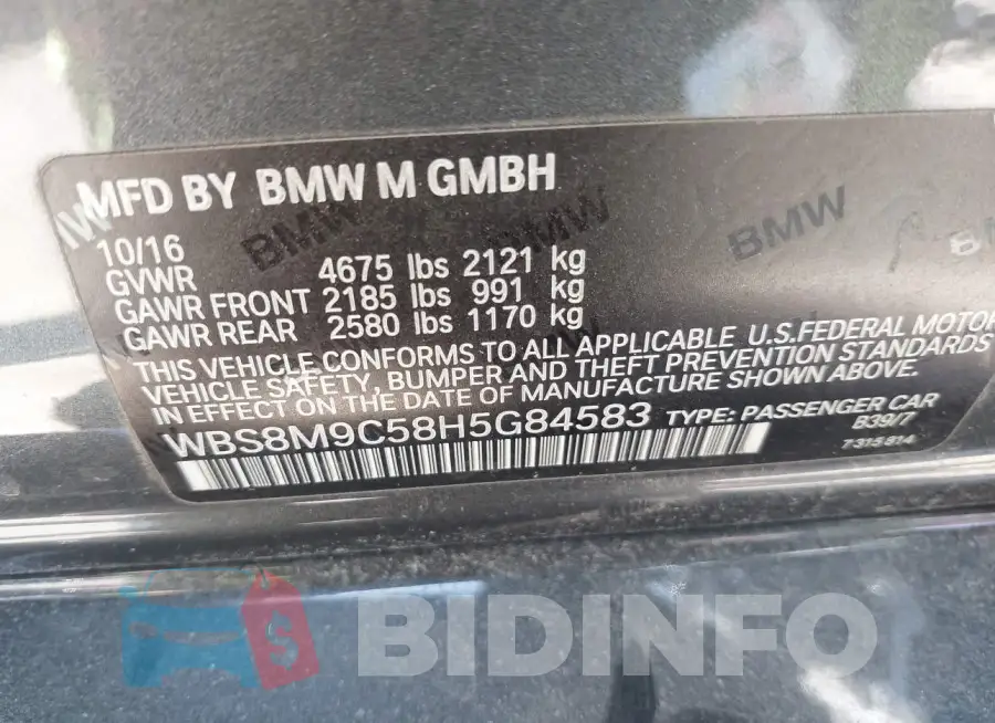 WBS8M9C58H5G84583 Photo# 9