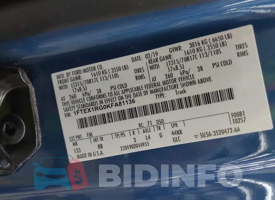 1FTEX1RG0KFA81136 Photo# 9