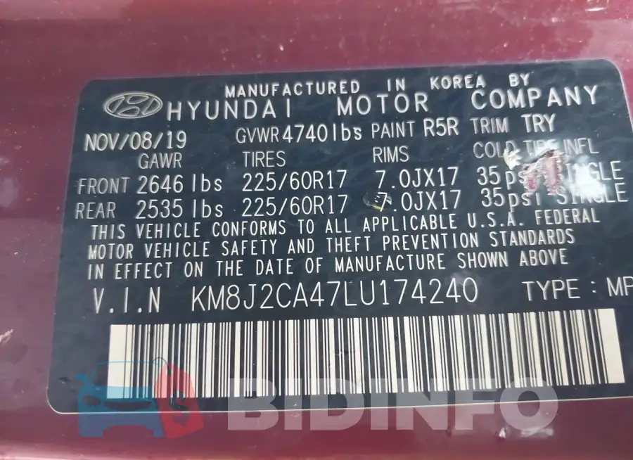 KM8J2CA47LU174240 Photo# 9