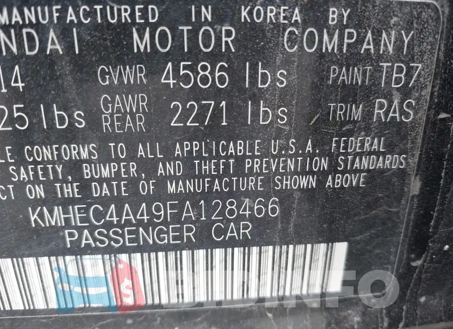 KMHEC4A49FA128466 Photo# 9