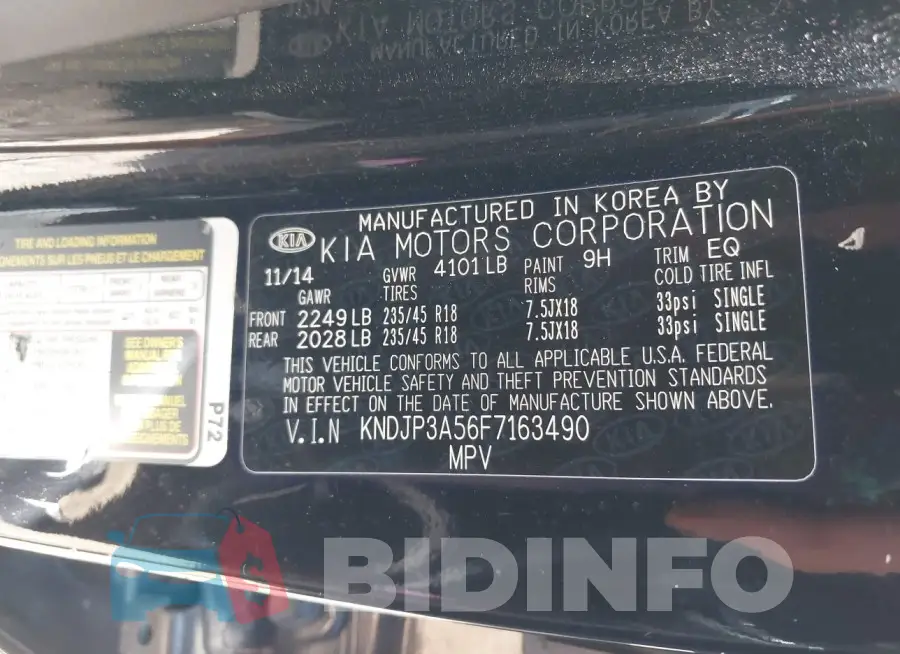KNDJP3A56F7163490 Photo# 9