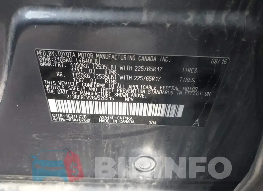 2T3RFREV2GW528515 Photo# 9