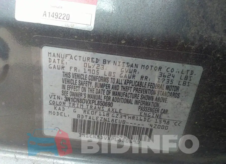 3N1CN8DVXPL850690 Photo# 9