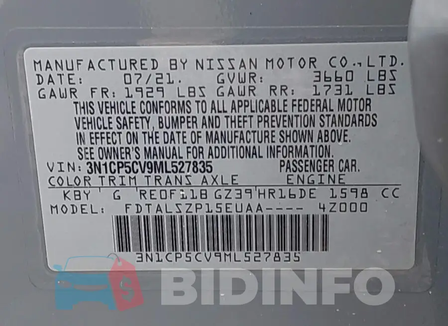3N1CP5CV9ML527835 Photo# 9
