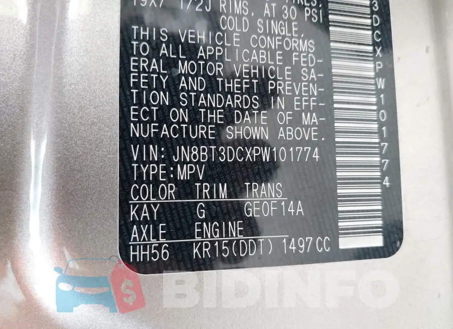 JN8BT3DCXPW101774 Photo# 9