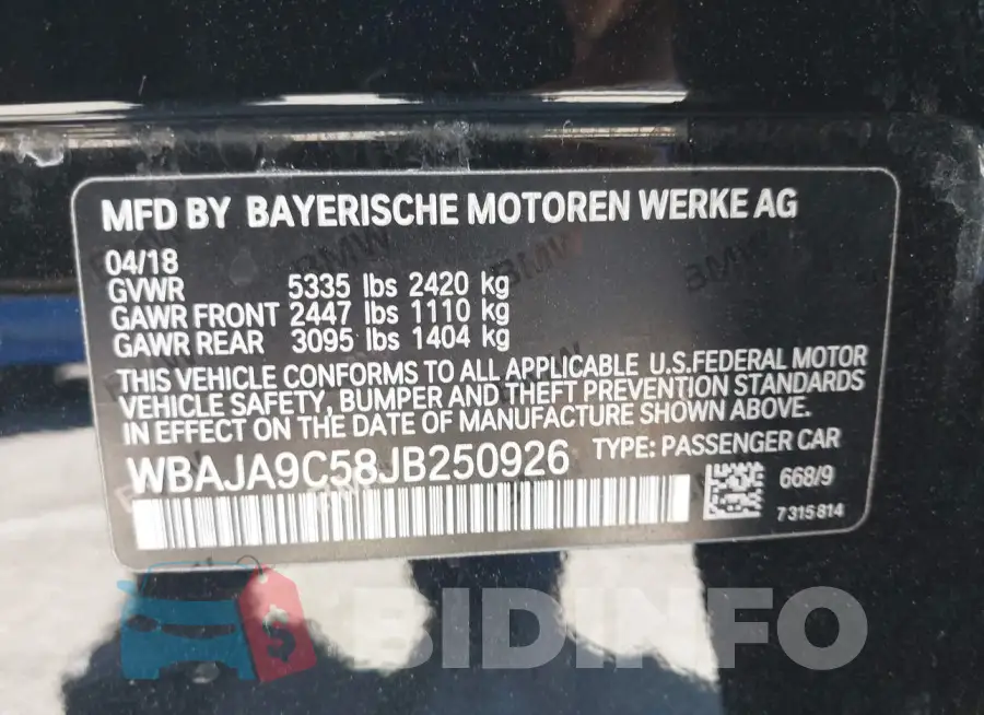 WBAJA9C58JB250926 Photo# 9